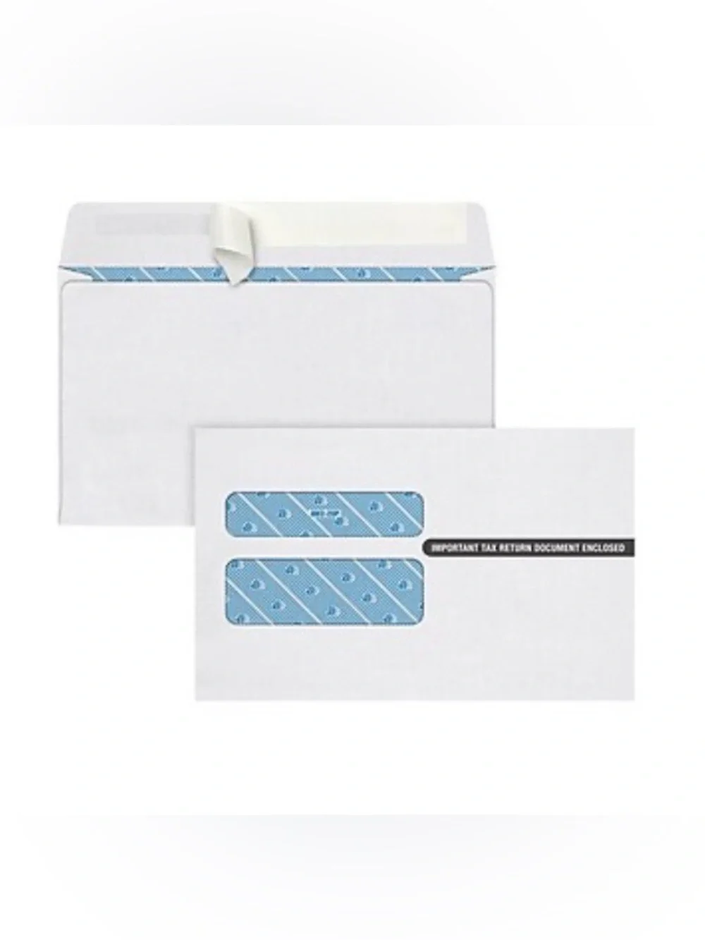 Tops White W-2 Double-Window Laser Envelopes with Blue Security Tint